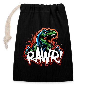 T Rex rugir - Sac cadeau en coton avec cordon (14 x 20 cm) - noir - Devant