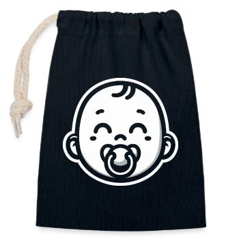 Baby with pacifier - Closable cotton gift bag (14x20cm) - navy - Front