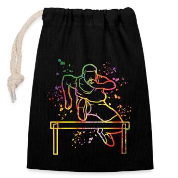 Course de haies Course d’obstacles Courses de haies pour enfants - Sac cadeau en coton avec cordon (14 x 20 cm) - noir - Devant
