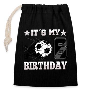 6th birthday Boy Soccer 6 Years Old Gifts - Closable cotton gift bag (14x20cm) - black - Front