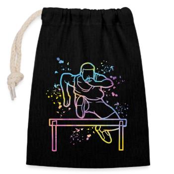 Hurdle Run Obstacle Course Kids Hurdle Run - Closable cotton gift bag (14x20cm) - black - Front
