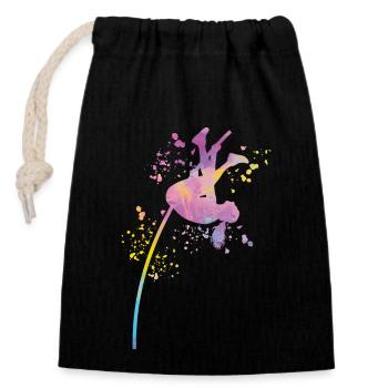 Pole Vaulter Kids Pole Vault - Closable cotton gift bag (14x20cm) - black - Front