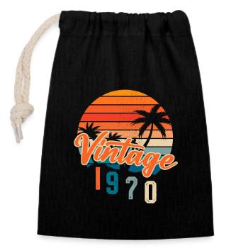 Vintage 1970's Retro - Closable cotton gift bag (14x20cm) - black - Front