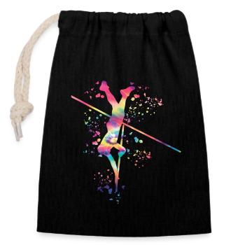 Pole Vaulter Kids Pole Vault - Closable cotton gift bag (14x20cm) - black - Front