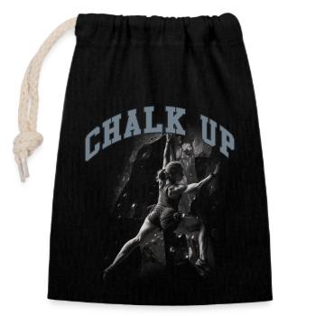 Chalk Up Boulderer Bouldern - Verschließbarer Geschenkbeutel aus Baumwolle (14x20cm) - Schwarz - Vorne