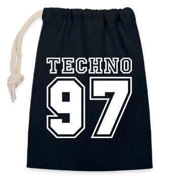 TECHNO 97 - Closable cotton gift bag (14x20cm) - navy - Front