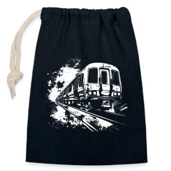 Train Splashes of Color - Closable cotton gift bag (14x20cm) - navy - Front