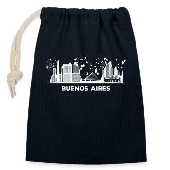 Portenos Skyline Buenos Aires - Closable cotton gift bag (14x20cm) - navy - Front