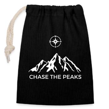 Mountain Clothing | Chase the Peaks - Closable cotton gift bag (14x20cm) - black - Front
