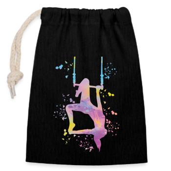 Aerialist Cloud Swing Kinder Trapez - Verschließbarer Geschenkbeutel aus Baumwolle (14x20cm) - Schwarz - Vorne