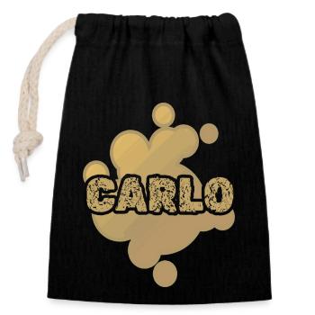 First name Carlo - Closable cotton gift bag (14x20cm) - black - Front