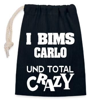 First name Carlo - Closable cotton gift bag (14x20cm) - navy - Front