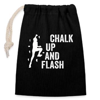Boulderer Chalk Up Und Flash Bouldering - Verschließbarer Geschenkbeutel aus Baumwolle (14x20cm) - Schwarz - Vorne