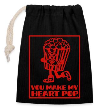You make my heart pop - Illustration romantique - Sac cadeau en coton avec cordon (14 x 20 cm) - noir - Devant
