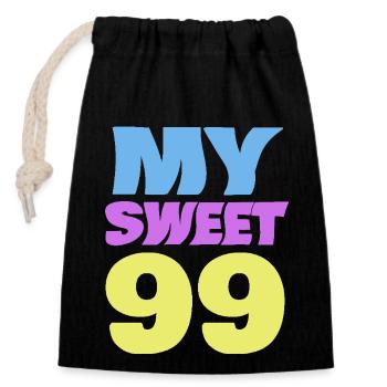 Age 99 - Closable cotton gift bag (14x20cm) - black - Front