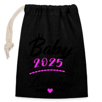 baby 2025 loading - Verschließbarer Geschenkbeutel aus Baumwolle (14x20cm) - Schwarz - Vorne