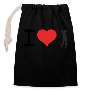 I love Golf - Relatable Sports Sticker - Closable cotton gift bag (14x20cm) - black - Front