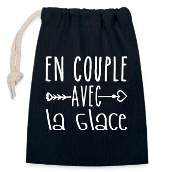 Couples with Cream, Gift for Cream Fans - Closable cotton gift bag (14x20cm) - navy - Front