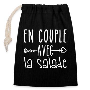 En Couple avec Salade, cadeau les Fans de Salade - Sac cadeau en coton avec cordon (14 x 20 cm) - noir - Devant