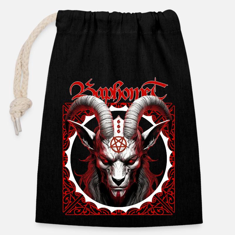 Baphomet - Closable cotton gift bag (14x20cm) - black