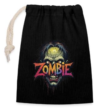 Zombie head - Closable cotton gift bag (14x20cm) - black - Front