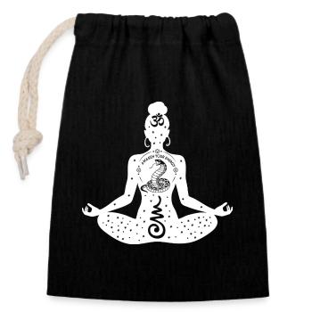Yoga Kunst #19 - Verschließbarer Geschenkbeutel aus Baumwolle (14x20cm) - Schwarz - Vorne