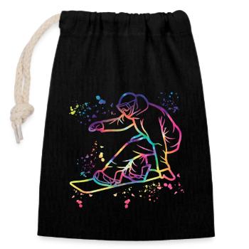 Snowboarder Snowboarding Snowboard - Verschließbarer Geschenkbeutel aus Baumwolle (14x20cm) - Schwarz - Vorne