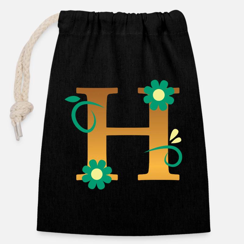 H - Closable cotton gift bag (14x20cm) - black