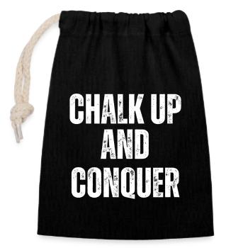 Boulderer Chalk Up Und Conquer Bouldering - Verschließbarer Geschenkbeutel aus Baumwolle (14x20cm) - Schwarz - Vorne