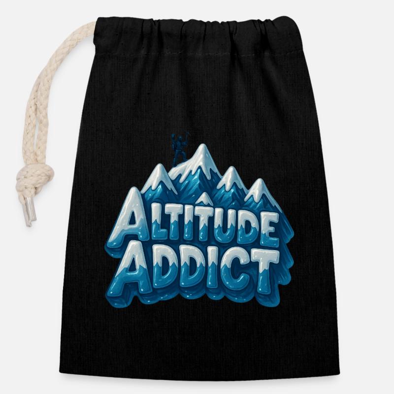 Altitude Addict - Closable cotton gift bag (14x20cm) - black