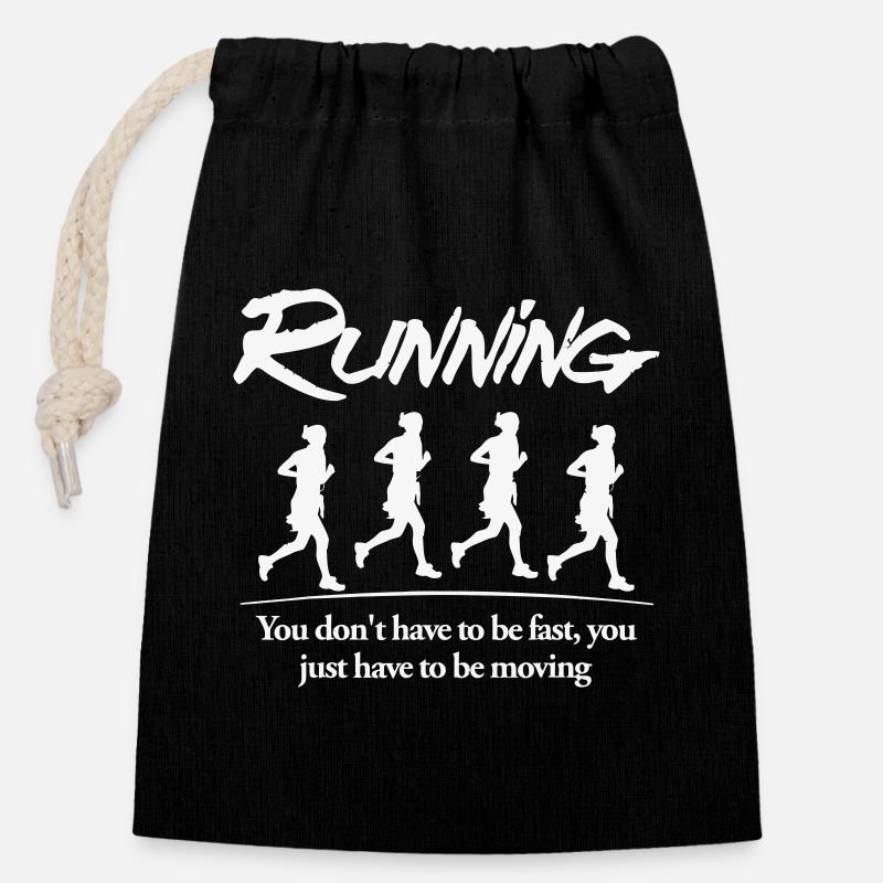 Conception de silhouettes de course motivante - Sac cadeau en coton avec cordon (14 x 20 cm) - noir