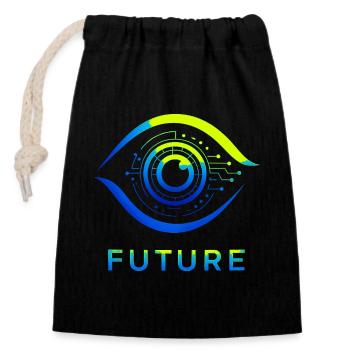 Futuristischer Kreis Technologie Design - Verschließbarer Geschenkbeutel aus Baumwolle (14x20cm) - Schwarz - Vorne