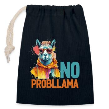 No problem Lama - Closable cotton gift bag (14x20cm) - navy - Front