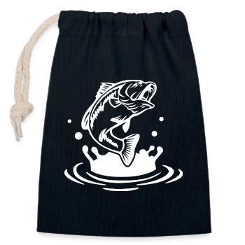 Illustration de saut de poisson dynamique - Sac cadeau en coton avec cordon (14 x 20 cm) - bleu marine - Devant