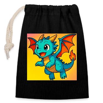 dragon - Closable cotton gift bag (14x20cm) - black - Front