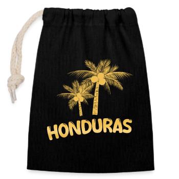 Geschenk für Honduras - Verschließbarer Geschenkbeutel aus Baumwolle (14x20cm) - Schwarz - Vorne