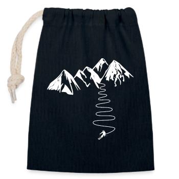 Cadeau Skieur De Haute Montagne Alpes Pyrenées - Sac cadeau en coton avec cordon (14 x 20 cm) - bleu marine - Devant