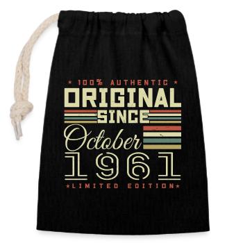 Legendary Since October 1961 | October 1961 - Closable cotton gift bag (14x20cm) - black - Front