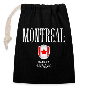 Montreal, Kanada, elegantes und minimalistisches Design - Verschließbarer Geschenkbeutel aus Baumwolle (14x20cm) - Schwarz - Vorne