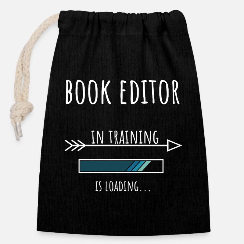 Book Editor Gift Profession Education Book Editor - Closable cotton gift bag (14x20cm) - black