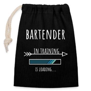 Bartender Geschenk Beruf Ausbildung Barkeeper - Verschließbarer Geschenkbeutel aus Baumwolle (14x20cm) - Schwarz - Vorne