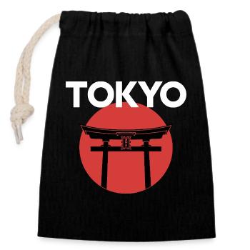 Tokyo Torii Vor Roter Sonne Japan - Verschließbarer Geschenkbeutel aus Baumwolle (14x20cm) - Schwarz - Vorne
