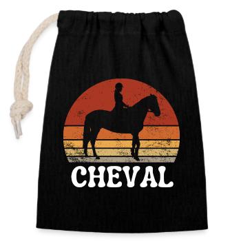 Cavaliere Silhouette Vintage Retro - Closable cotton gift bag (14x20cm) - black - Front