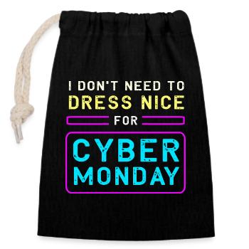 Kaufrausch Cyber Monday - Verschließbarer Geschenkbeutel aus Baumwolle (14x20cm) - Schwarz - Vorne