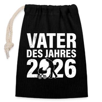 Fatherhood FATHER OF THE YEAR 2026 FUNNY - Closable cotton gift bag (14x20cm) - black - Front