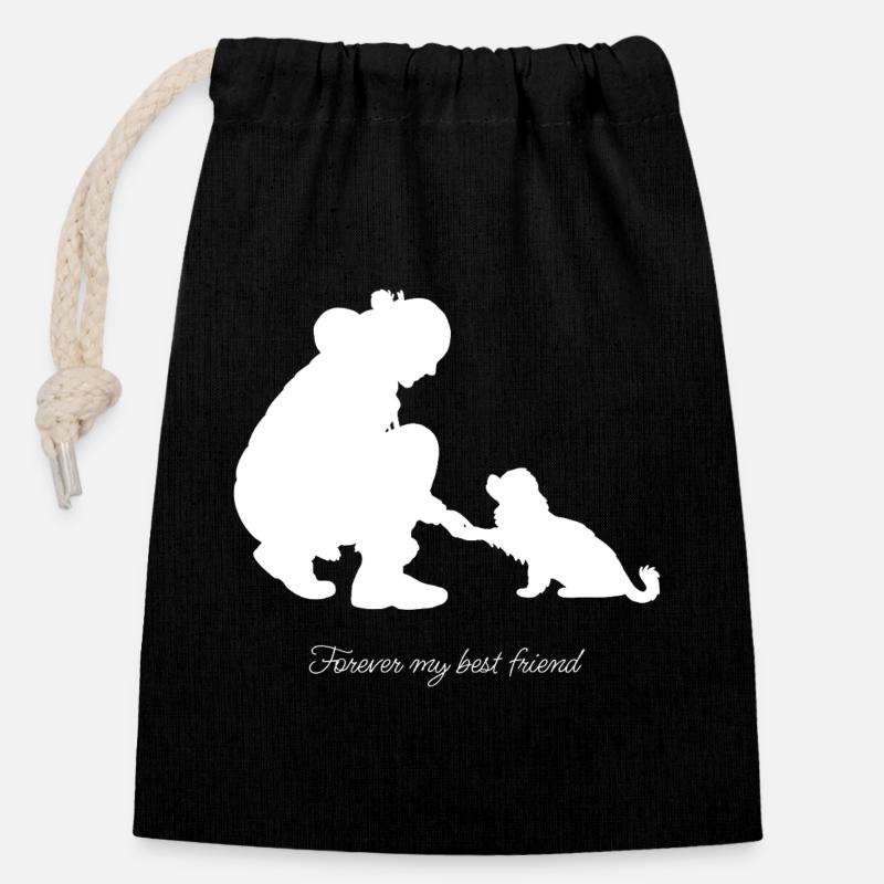 My_best_friend_white - Closable cotton gift bag (14x20cm) - black