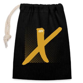 Génération X Doré X - Sac cadeau en coton avec cordon (14 x 20 cm) - noir - Devant