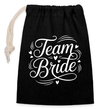 Motif de script de l’équipe Bride - Sac cadeau en coton avec cordon (14 x 20 cm) - noir - Devant