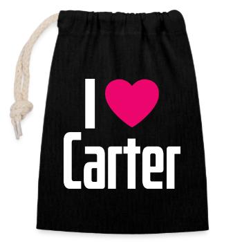 J’aime Carter Coeur rose J’aime Carter - Sac cadeau en coton avec cordon (14 x 20 cm) - noir - Devant