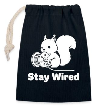 Stay Wired Squirrel - Closable cotton gift bag (14x20cm) - navy - Front